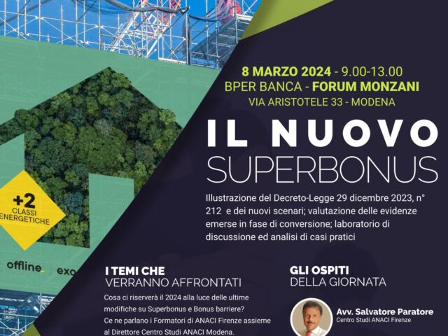𝐂𝐨𝐧𝐯𝐞𝐠𝐧𝐨 𝐨𝐫𝐠𝐚𝐧𝐢𝐳𝐳𝐚𝐭𝐨 𝐝𝐚 𝐀𝐍𝐀𝐂𝐈 Modena “il Nuovo SuperBonus”